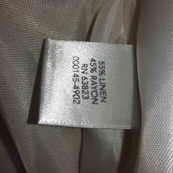 Christopher & Banks Neutral Tan Linen Blend Panel Flare Midi Skirt SZ 12 - Picture 6 of 11